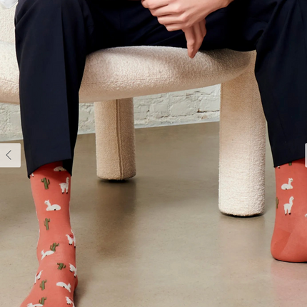 Motivsocken aus Bio-Baumwolle    Lama - Warm Terracotta