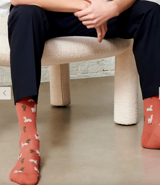 Motivsocken aus Bio-Baumwolle    Lama - Warm Terracotta