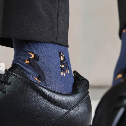 Motivsocken aus Bio-Baumwolle     Dachshund - Denim Blue