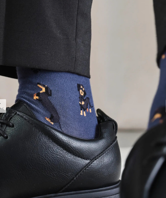 Motivsocken aus Bio-Baumwolle     Dachshund - Denim Blue