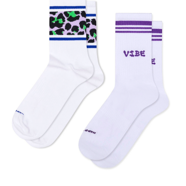 HAPPY SOCKS 2-Pack Leo Stripe Sneaker Socks