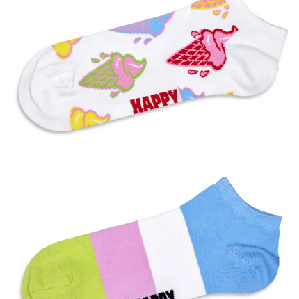 HAPPY SOCKS 2-PACK ICE CREAM & STRIPE LOW SOCKS