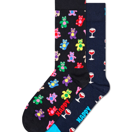 Happy Socks 2er Pack Teddy/Glas of Wine Sock