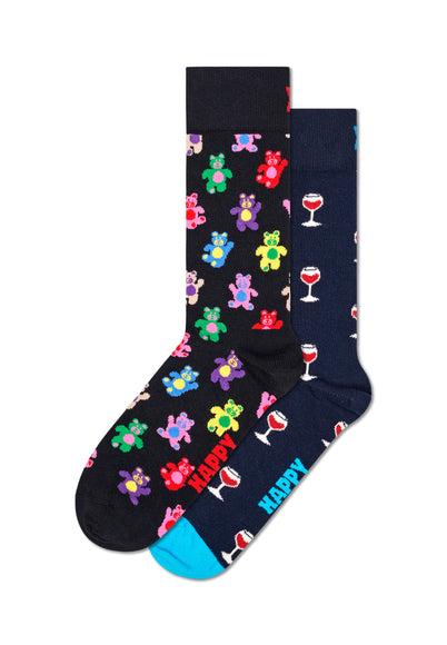 Happy Socks 2er Pack Teddy/Glas of Wine Sock