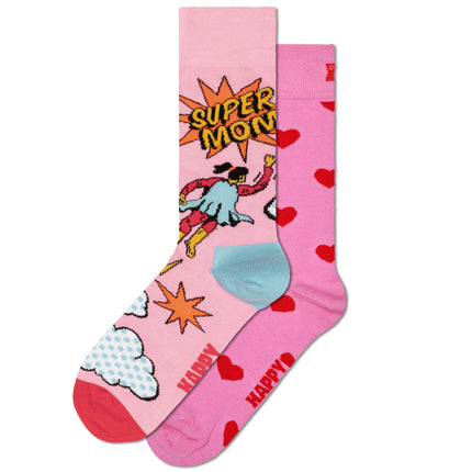Happy Socks 2er Pack Super Dad oder Super Mom Sock